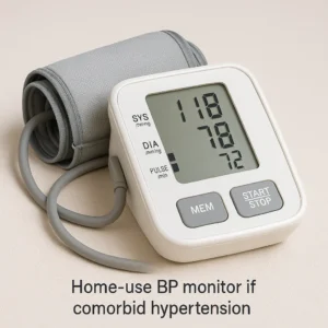Home-use BP monitor if comorbid hypertension