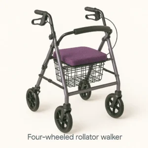 Four-wheeled rollator walker